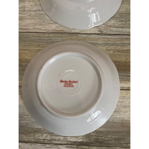 Vintage Haviland Limoges France Blue Floral Embossed Bowls & Saucer Set of 4 - Picture 10 of 14